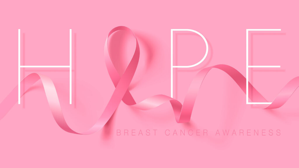 Breast Cancer Awareness Month ribbon representing hope, courage, and support for healthcare heroes and cancer survivors.